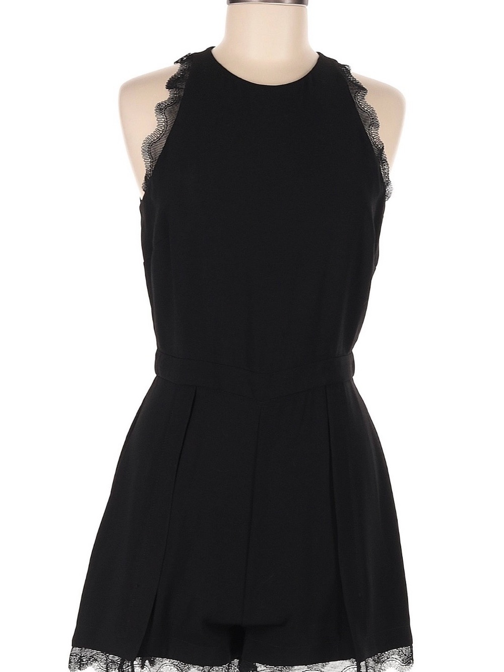 Mango Black Lace-Trim Romper